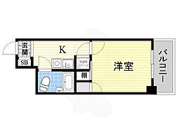 トーカン東淀川キャステール 1Kの間取図画像