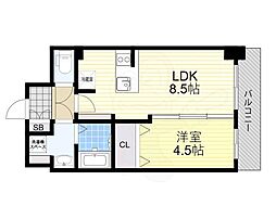 プレサンス新大阪ザ・シティ 1LDKの間取図画像