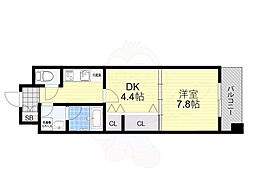 レフィーナカルム江坂 1DKの間取図画像
