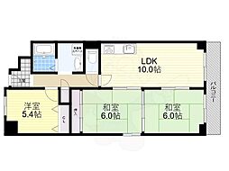 ファミールハイツ北大阪1号棟 3LDKの間取図画像