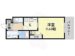 プレジオ新大阪 1Kの間取図画像