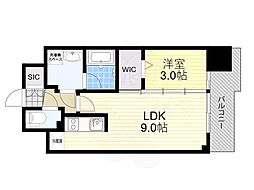 Attirant西三国 1LDKの間取図画像