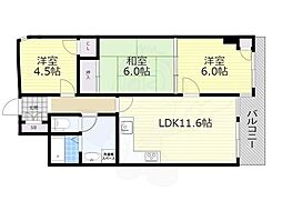 ヌーボー柴原 3LDKの間取図画像