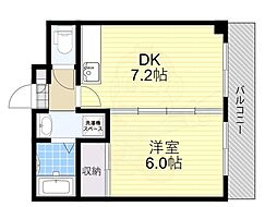 第6浦濱ビレッジ 1DKの間取図画像