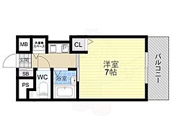 サンパレス第2新大阪 1Kの間取図画像