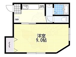 中マンション 1Kの間取図画像