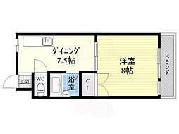 山口マンションパークレーン 1DKの間取図画像