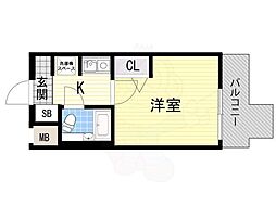 エスリード北大阪 1Kの間取図画像