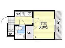エスリード新大阪第2 1Kの間取図画像
