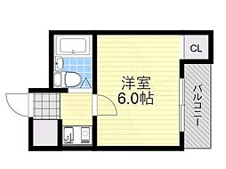 スリーデイズ新大阪 1Kの間取図画像