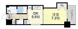 ニッケノーブルハイツ江坂 1DKの間取図画像