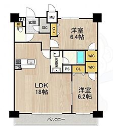 グランルクレ新大阪 2LDKの間取図画像