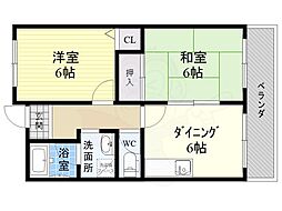 ホワイトハイツ・カドタ 2DKの間取図画像