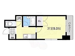 KM江坂 1Kの間取図画像