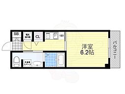 十三本町ウインズマンション2 1Kの間取図画像