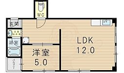 第6エンシン北大阪ビル 1LDKの間取図画像