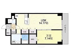 カルム江坂 1LDKの間取図画像