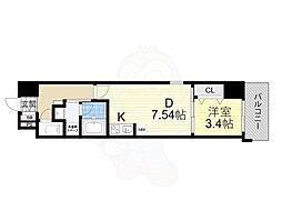 リブネスコート江坂II 1DKの間取図画像