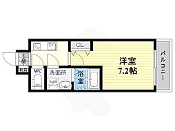 Sレジデンス新大阪ウエスト 1Kの間取図画像