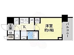 エスレジデンス新大阪ガーデン 1Kの間取図画像