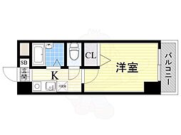 ノルデンハイム淡路D棟 1Kの間取図画像