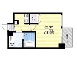 アスール江坂3rd 1Kの間取図画像