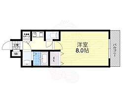 アスリート新大阪 1Kの間取図画像