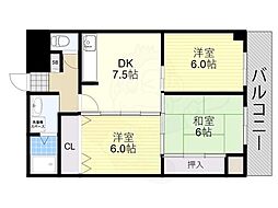 ライトハイツ 3DKの間取図画像