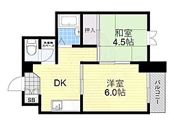 サンハイツ大阪屋 2DKの間取図画像
