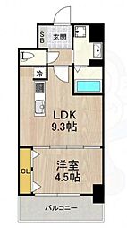 グランルクレ新大阪 1LDKの間取図画像