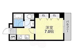 サンフラッツ新大阪別館 1Kの間取図画像