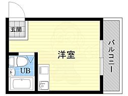 メゾン木川 ワンルームの間取図画像