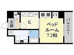 セントアミー東三国 1Kの間取図画像