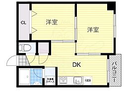 新大阪川島マンション 2DKの間取図画像