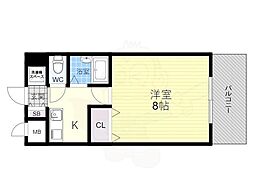 エクセレント上新12 1Kの間取図画像