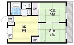 江の木コーポラス 2DKの間取図画像