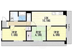 サニーコーポ東三国 3LDKの間取図画像
