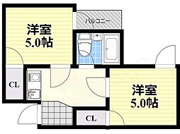 アメニティー新大阪四番館 2Kの間取図画像