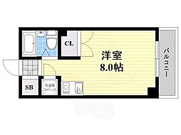 東明マンション江坂 ワンルームの間取図画像