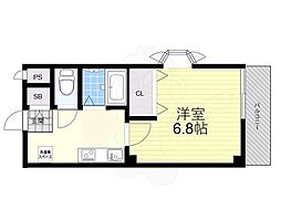 シャルマンM卓暁 1Kの間取図画像