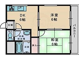 メゾンスカーレット 2DKの間取図画像