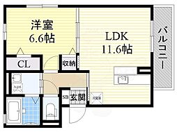 グリシーナ 1LDKの間取図画像