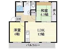 ハイコーポ利余C棟 2LDKの間取図画像