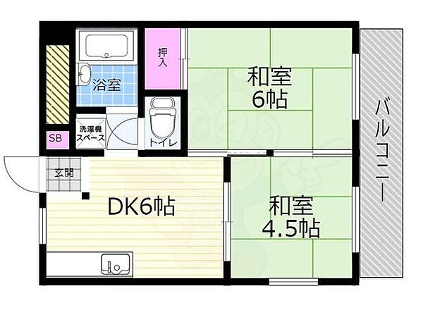 ハイツ永井 302｜兵庫県尼崎市武庫町４丁目(賃貸マンション2DK・3階・40.00㎡)の写真 その2