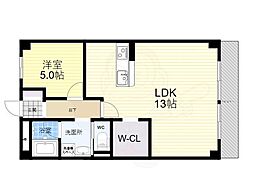 西興第二マンション 1SLDKの間取図画像