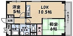 第二武庫之荘ハイム 2LDKの間取図画像