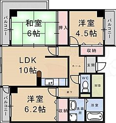 ケイジェイ・レジデンス南武庫之荘 3LDKの間取図画像