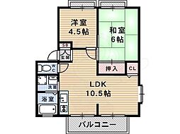 ドエル・ヒロ武庫之荘A棟 2LDKの間取図画像