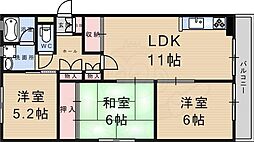武庫之荘ガーデン 3LDKの間取図画像