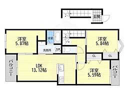 (仮称)西昆陽2丁目集合住宅 3LDKの間取図画像